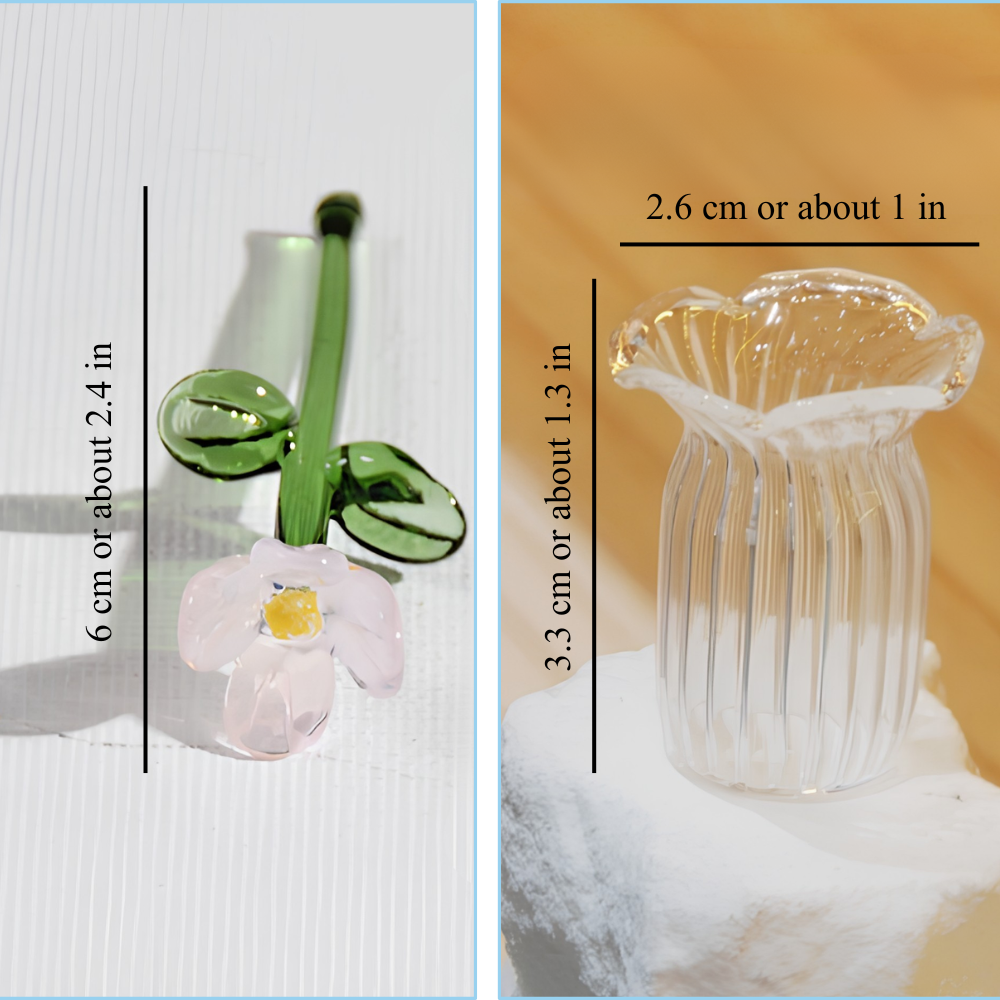 Glass Flower Bouquet Artificial Floral Decoration for Home Decor