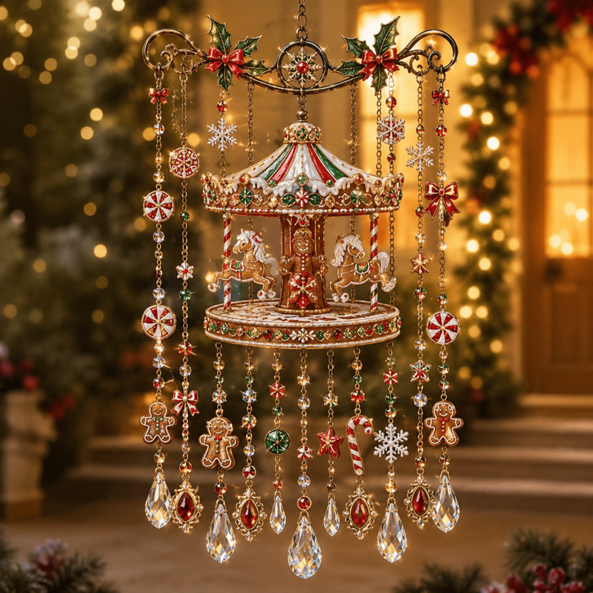 Christmas Crystal Wind Chime - 14 Festive Designs, 20 x 35 cm