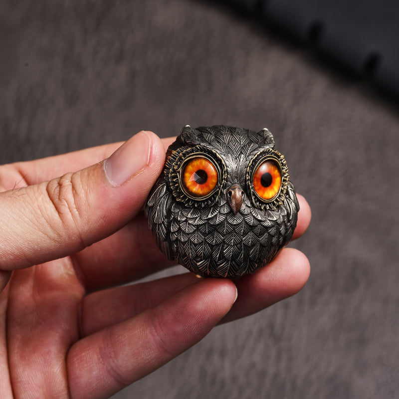 Bronze Owl Figurine for Shelf Desk Home Decor