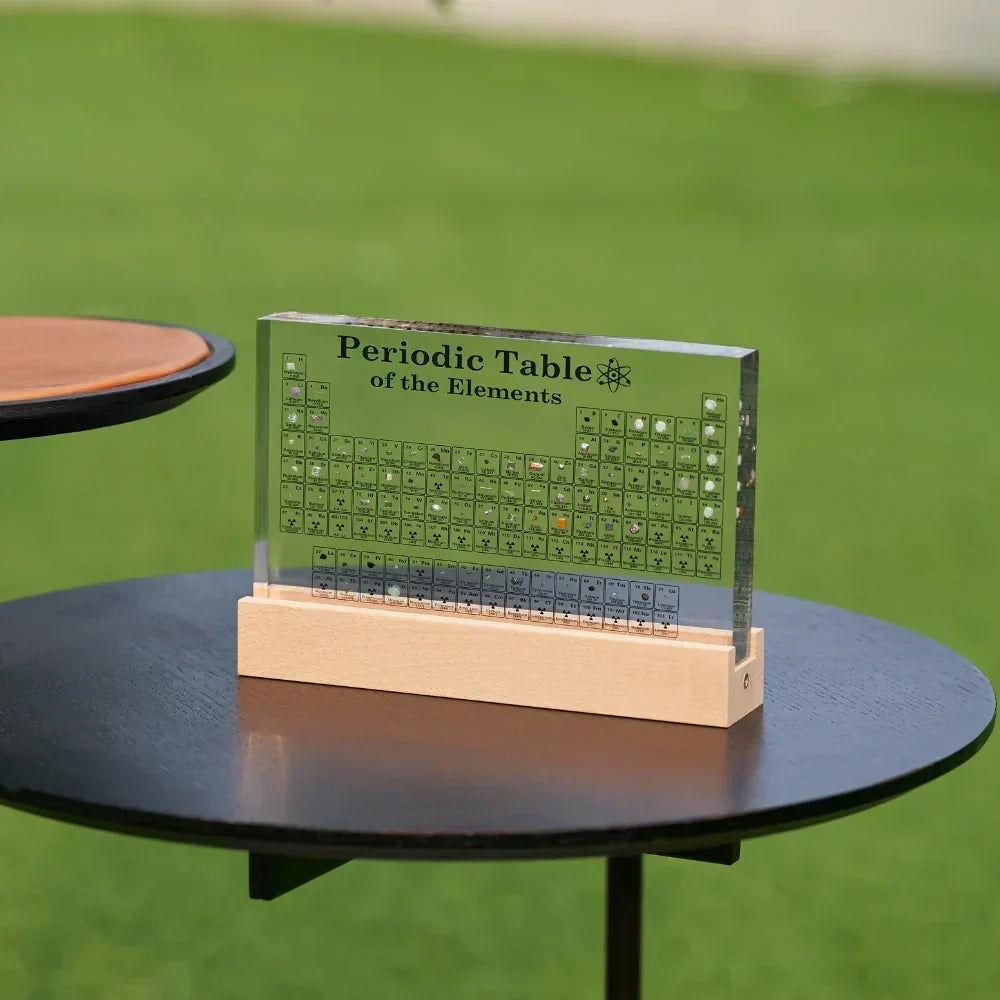 Illuminated Periodic Table with Real Elements and LED Display Base