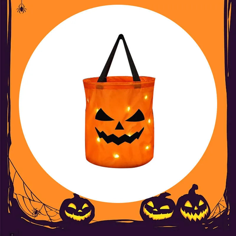 Halloween Glowing Pumpkin Bag – LED Lights & Spacious Interior 2 Pack