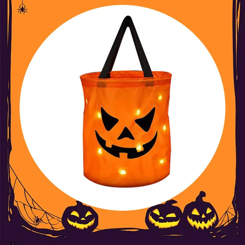Halloween Glowing Pumpkin Bag – LED Lights & Spacious Interior 2 Pack