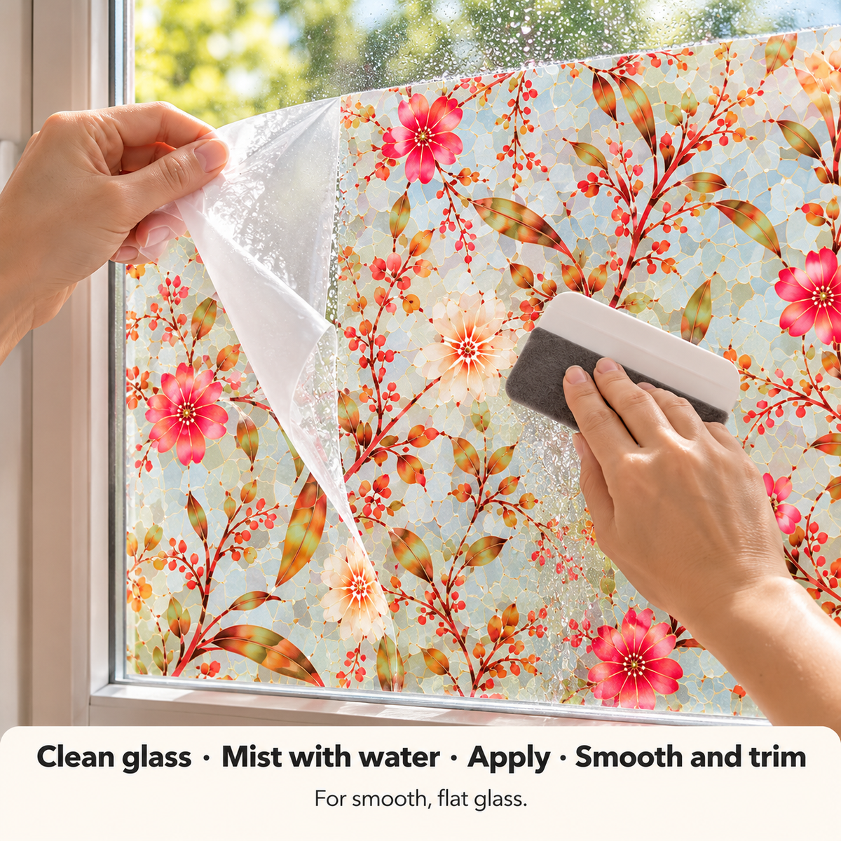 Sunlit Garden Floral Privacy Window Film