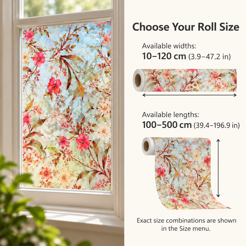 Sunlit Garden Floral Privacy Window Film