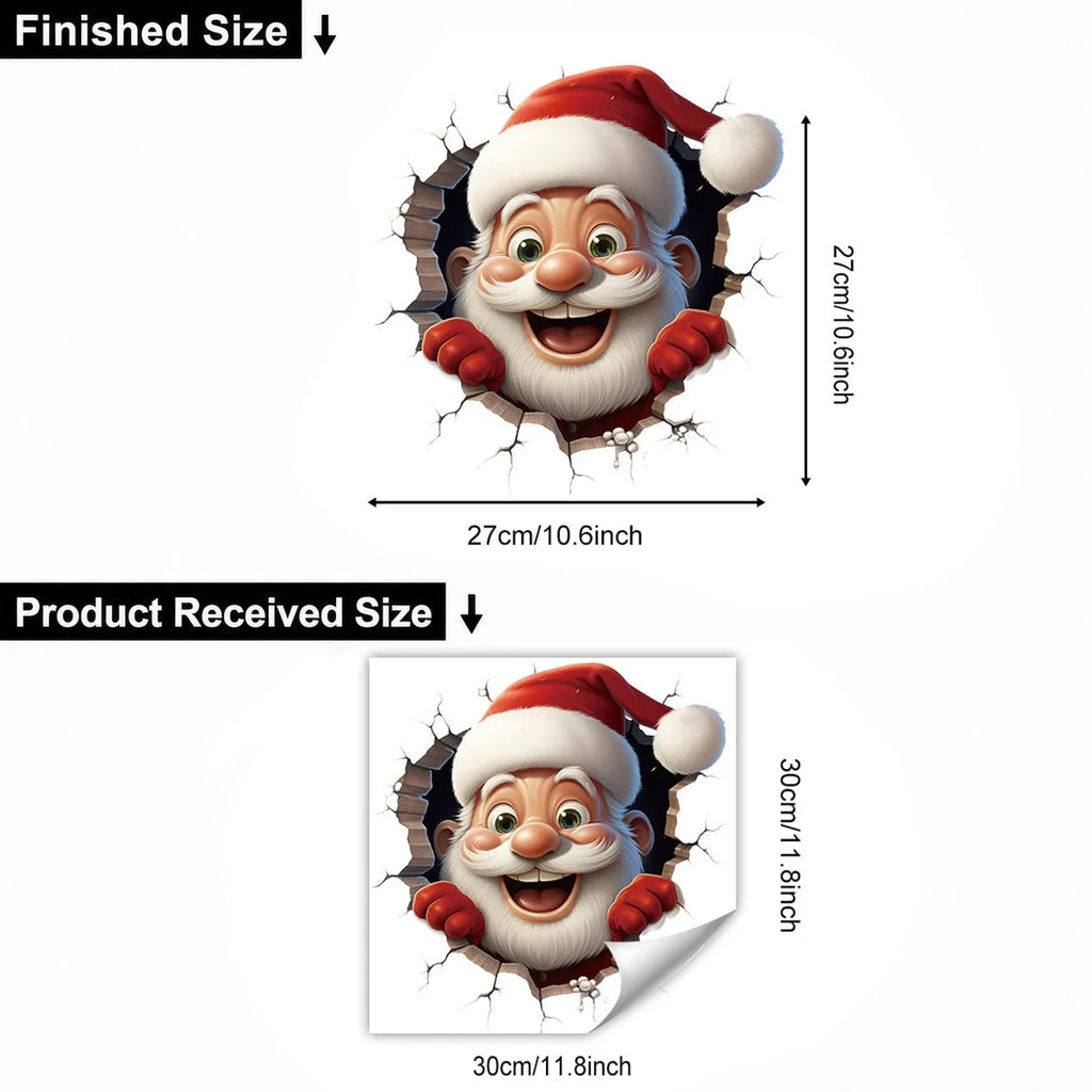 3D Christmas Santa Wall Decals – 5 Pack