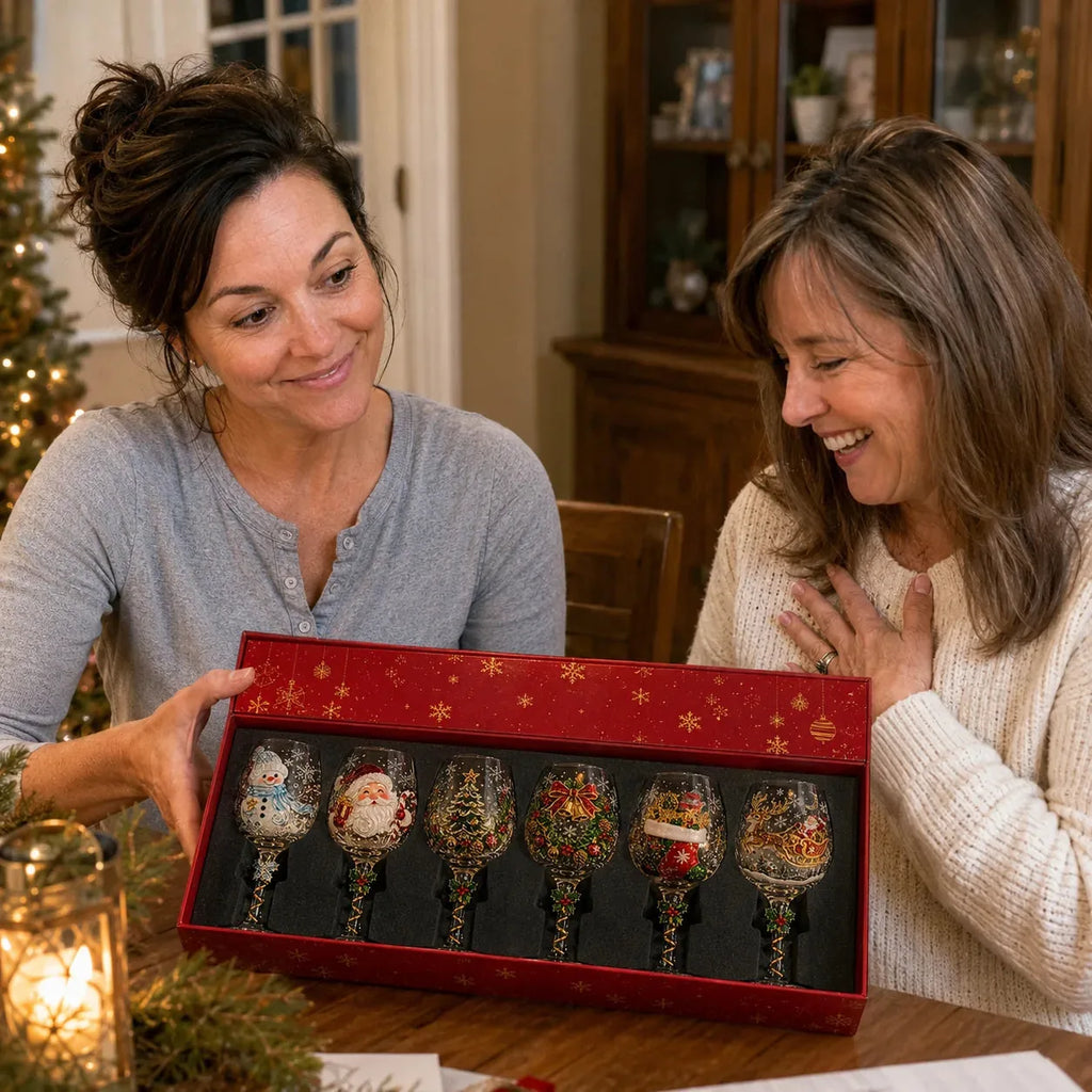 Handcrafted 3D Christmas Wine Glass Collection
