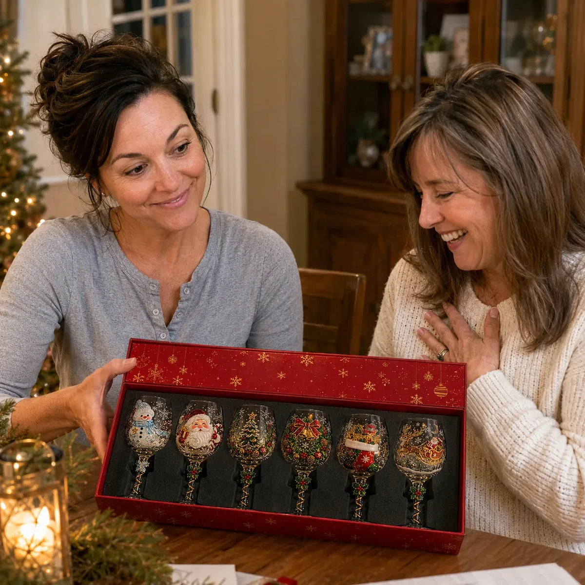 Handcrafted 3D Christmas Wine Glass Collection
