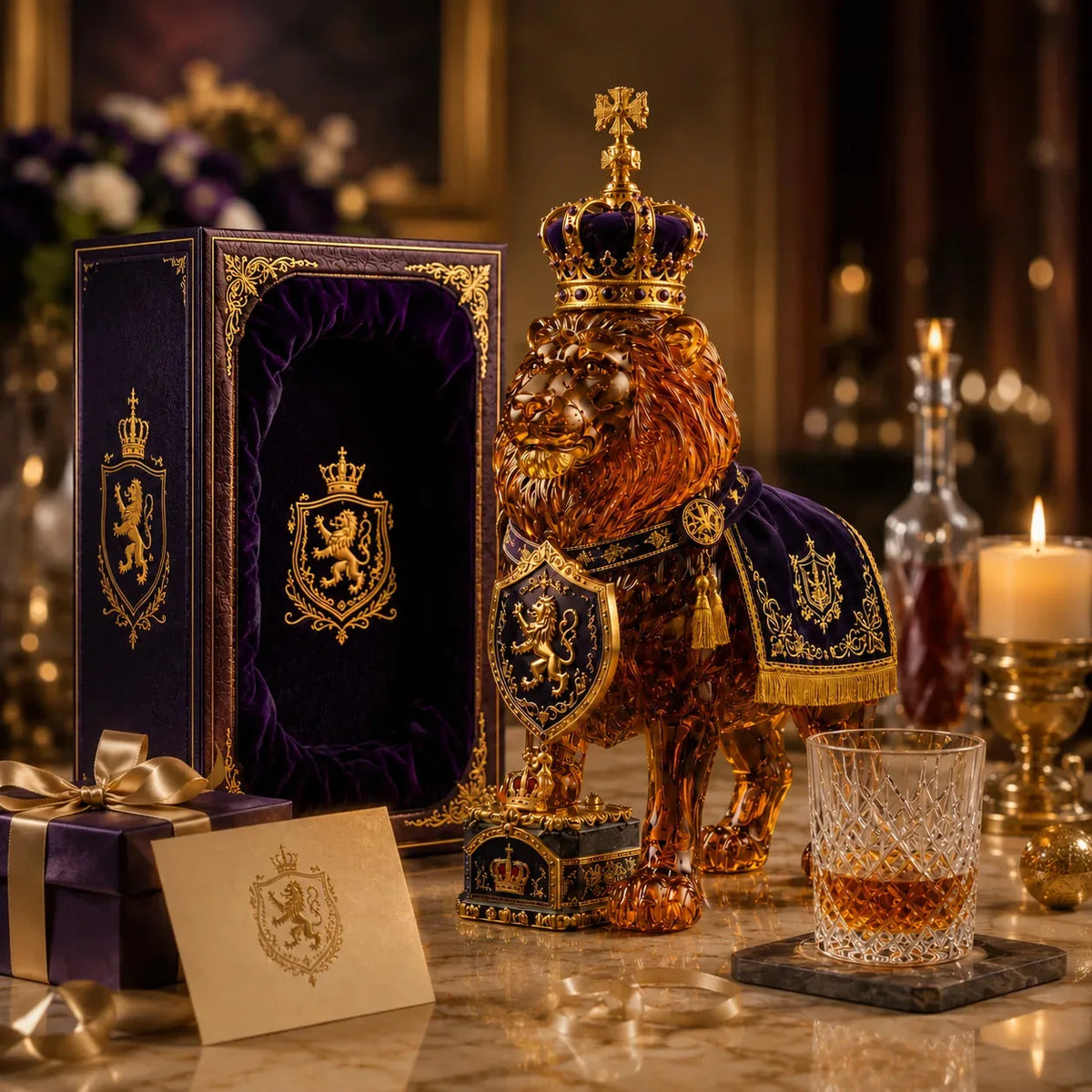 Royal Lion Glass Whiskey Decanter Set