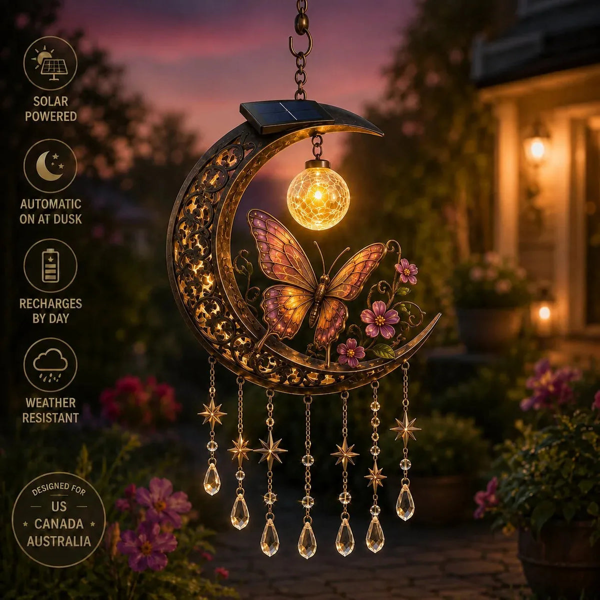 Solar Moonlight Wind Chime Garden Light – 30 cm