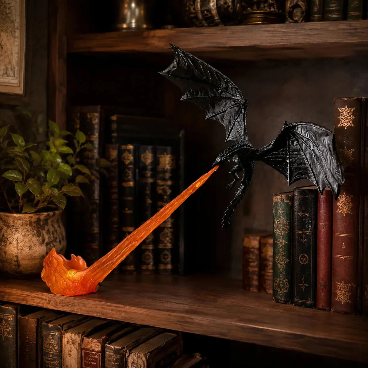 Lighted Dragon Book Nook Corner Figurine