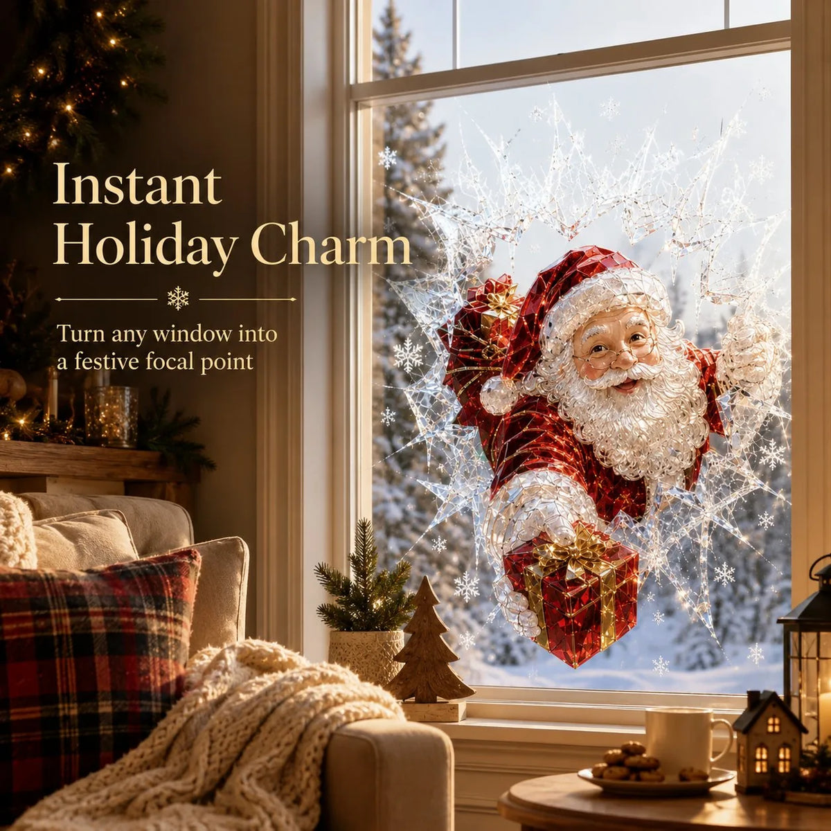 Crystal Christmas Window Decal – 8 Festive Designs