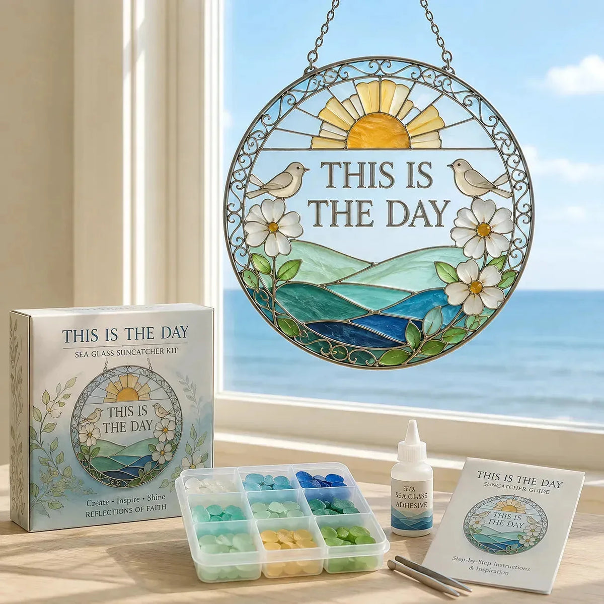 DIY Scripture Sea Glass Suncatcher Kit – 6 Designs