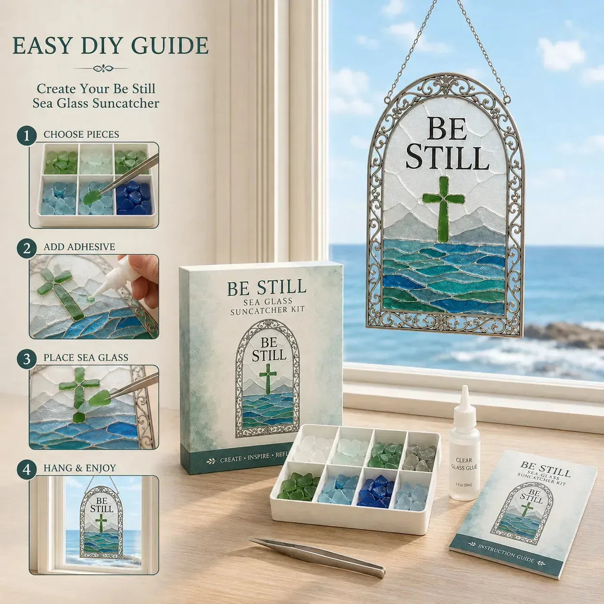 DIY Scripture Sea Glass Suncatcher Kit – 6 Designs