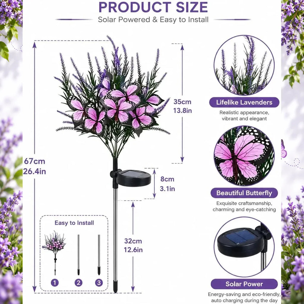 Solar Butterfly Flower Tree Garden Light