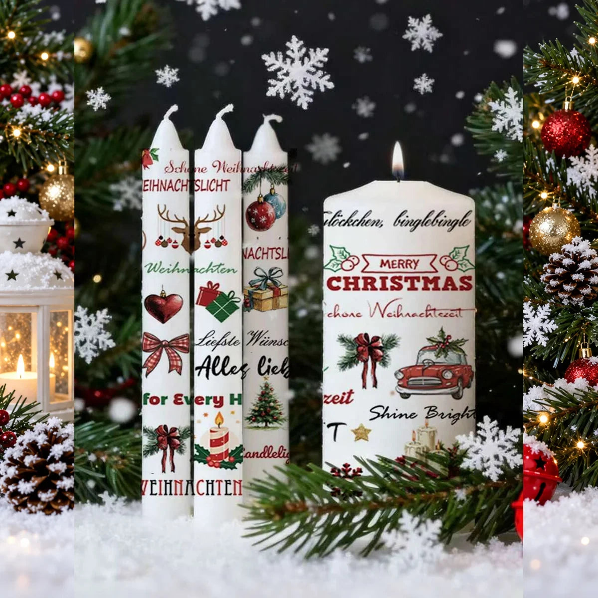 Christmas Candle Transfer Tattoo Set – 9 Sheets