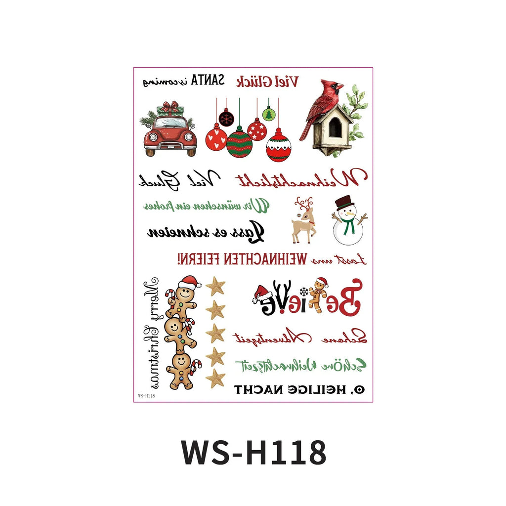 Christmas Candle Transfer Tattoo Set – 9 Sheets