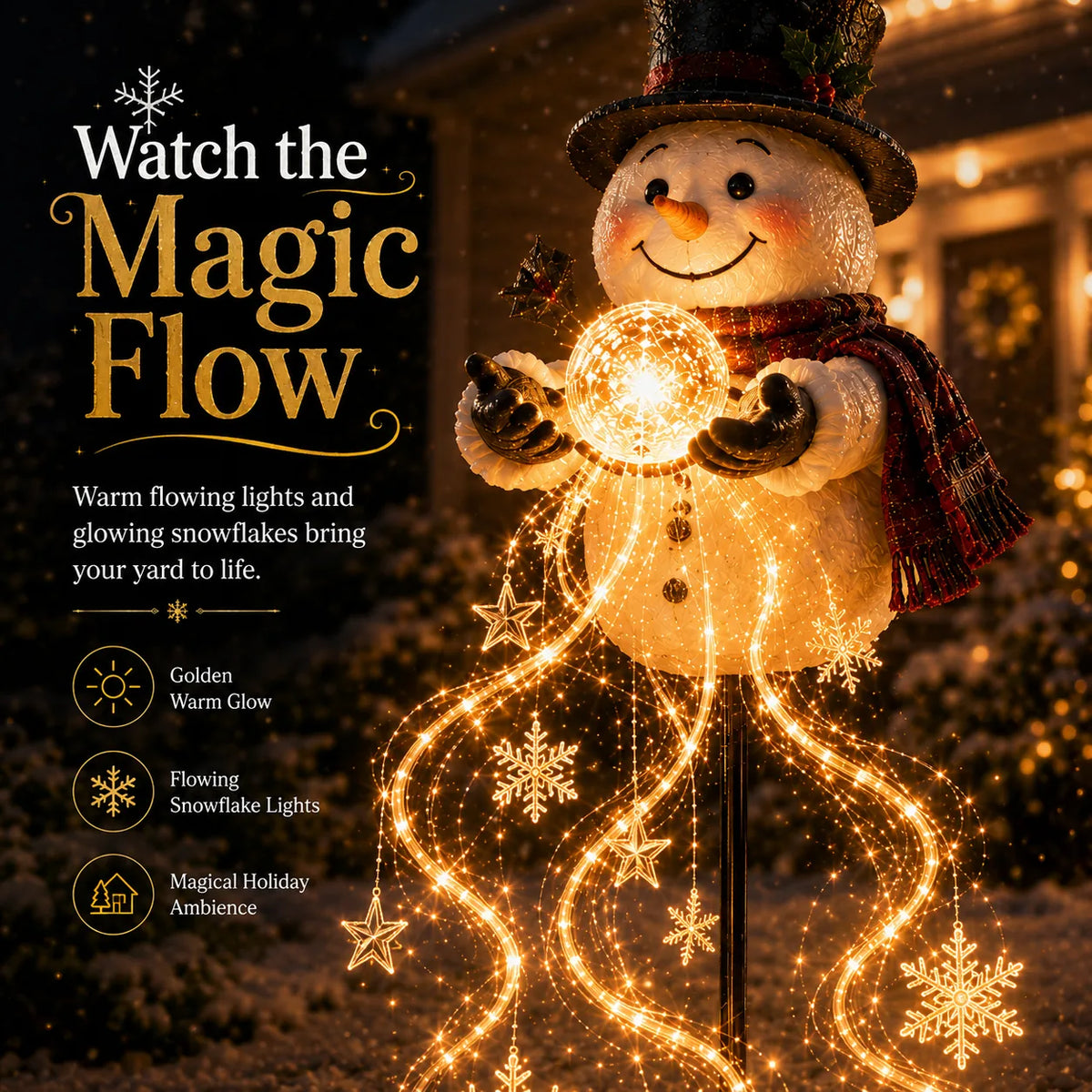 Snowman Magic Fountain Garden Light