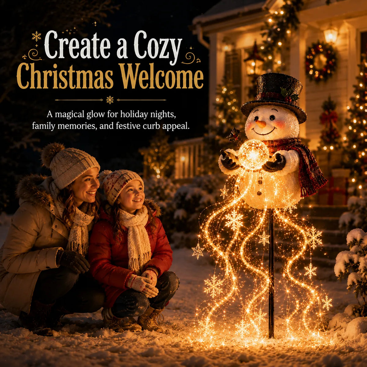 Snowman Magic Fountain Garden Light