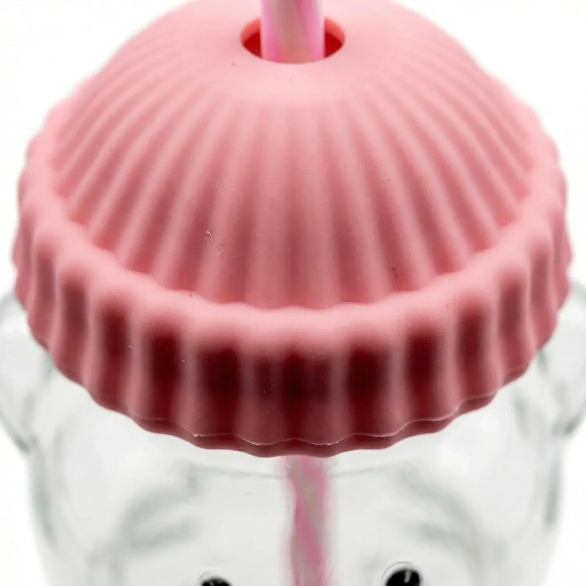 Bear-Shaped Glass Tumbler with Plush Hat