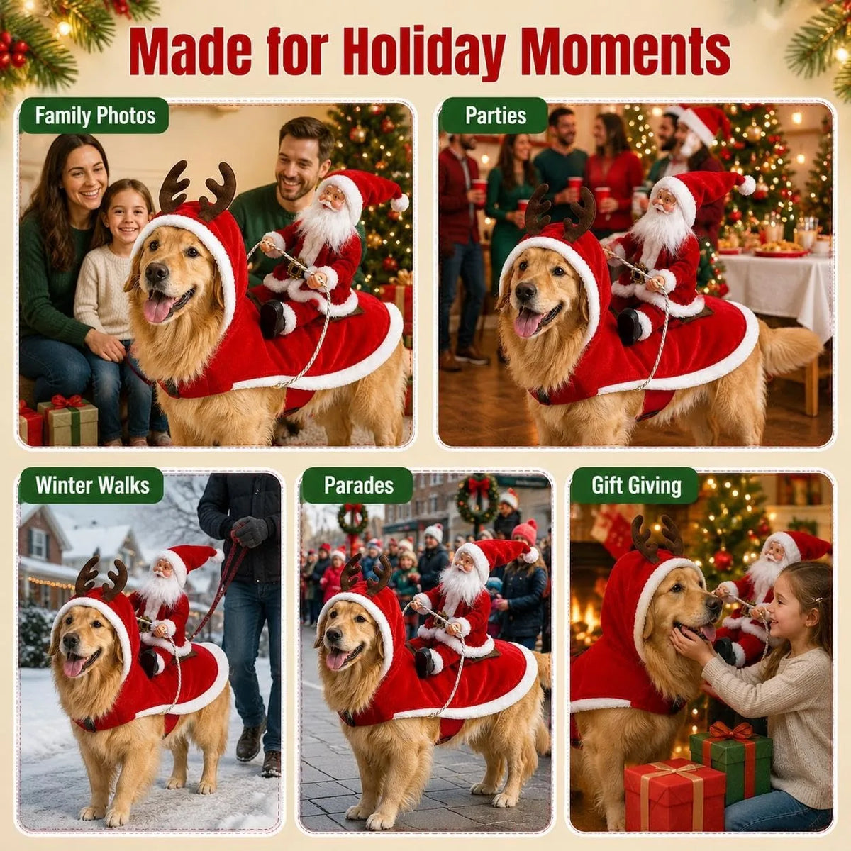 Christmas Rider Costume for Dogs