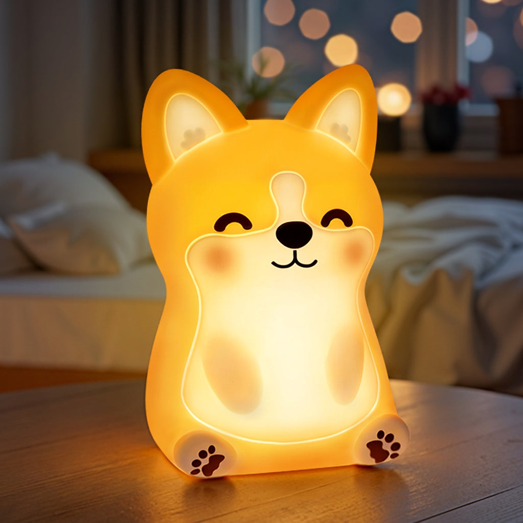 Maetiva® Corgi Puppy Adorable Squishy Silicone  LED Night Light - Perfect Gift for Kids and Girls