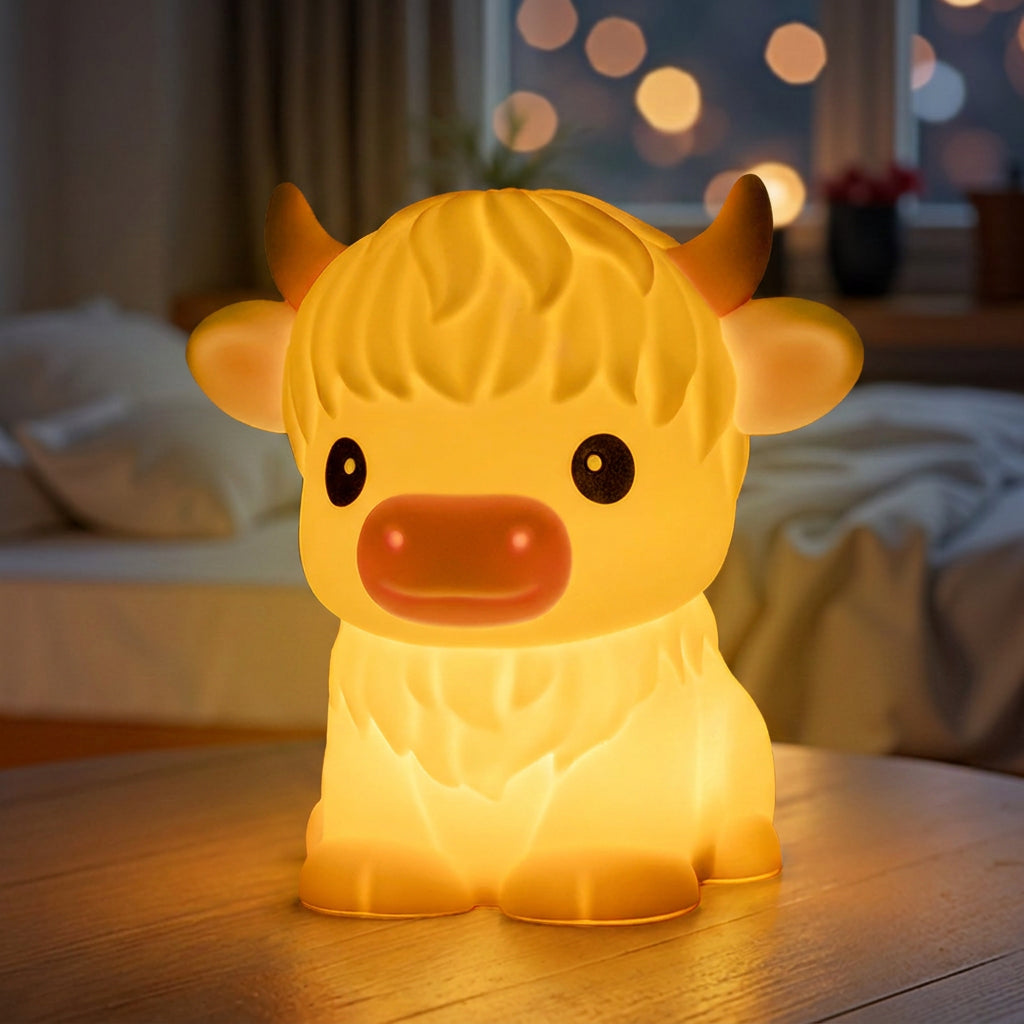 Maetiva® Highland Cow Silicone Squishy LED Night Light - Perfect Gift for Kids and Girls