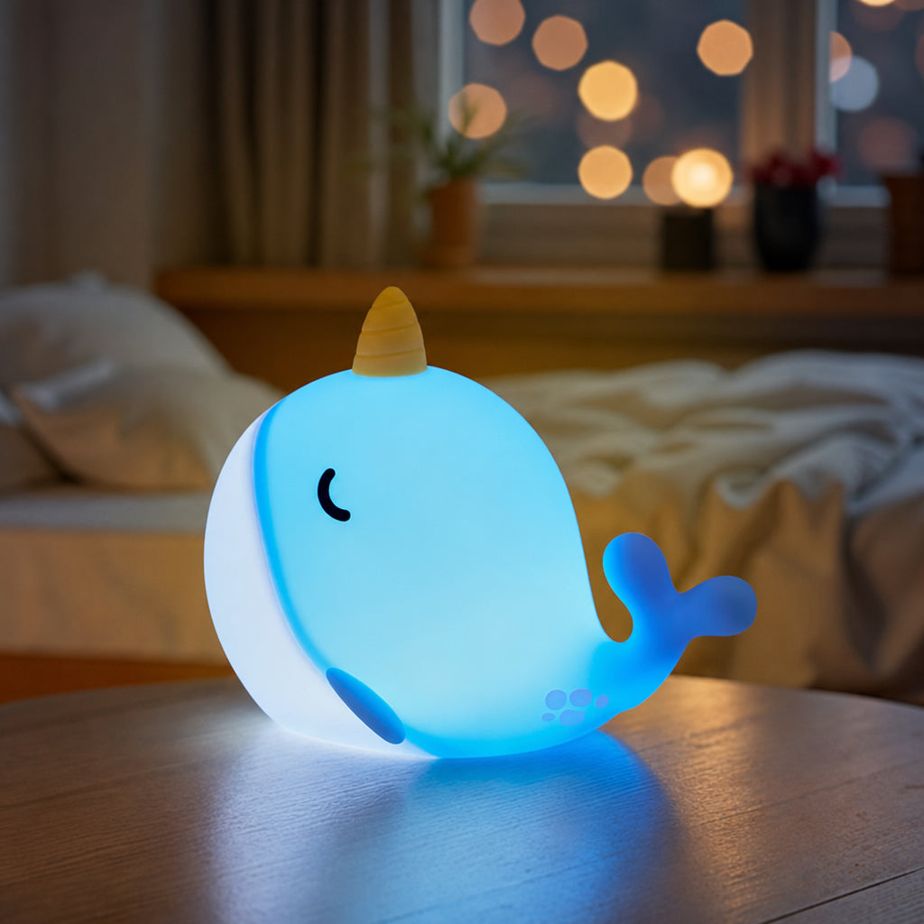 Unicorn Whale Silicone Squishy Night Light Perfect Gift Sleep Companion Stress Relief